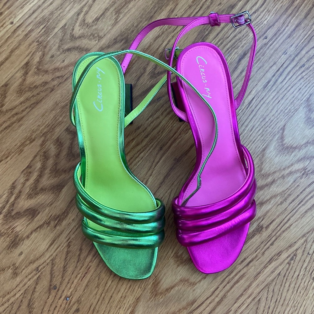 Bobbie Sculpted Heel size 9 Pink Punch/ Wasabi (Circus by Sam Edelman)
